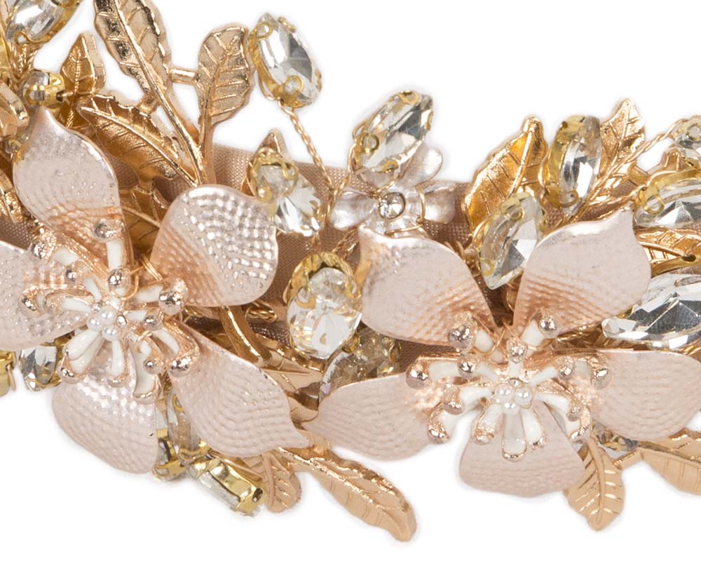Gold crystals fascinator headband by Cupids Millinery
