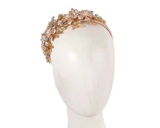 Gold crystals fascinator headband by Cupids Millinery-0