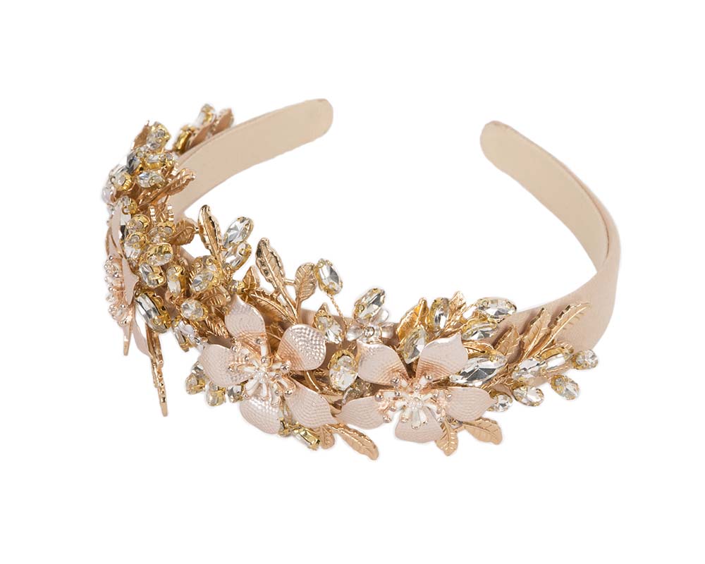 Gold crystals fascinator headband by Cupids Millinery