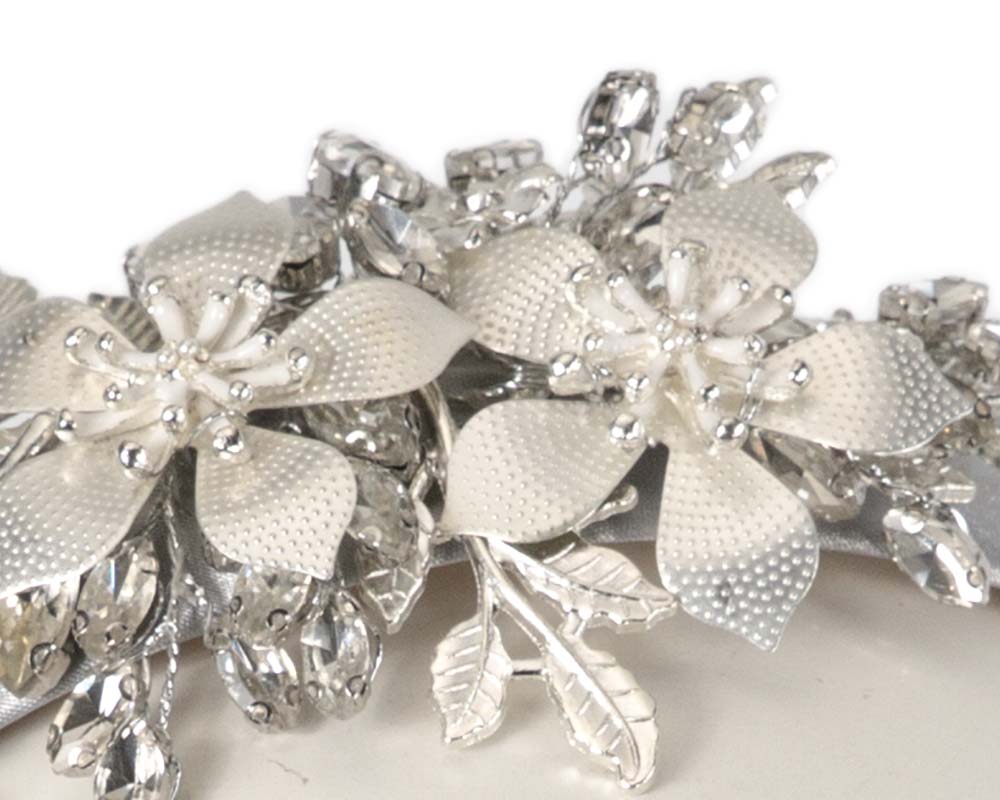 Silver crystals fascinator headband by Cupids Millinery CU523