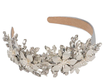 Silver crystals fascinator headband by Cupids Millinery CU523