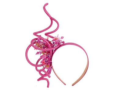 Bespoke fuchsia fascinator by Cupids Millinery