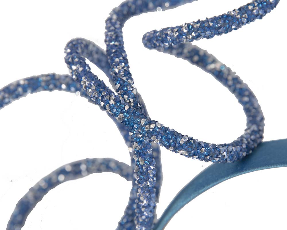 Bespoke sculptured blue fascinator by Cupids Millinery