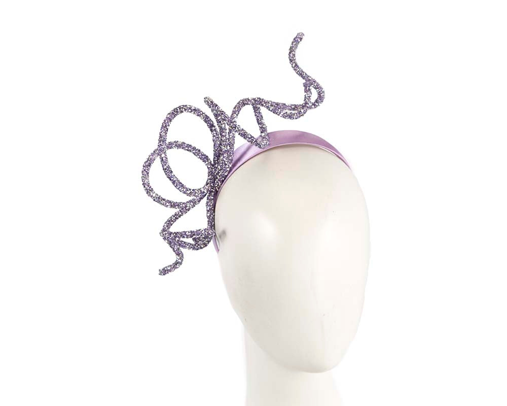 Bespoke sculptured lilac fascinator by Cupids Millinery-0