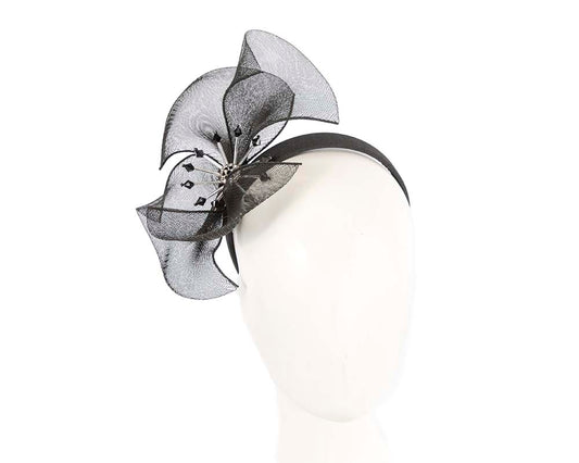 Bespoke black flower headband by Cupids Millinery-0