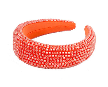 Orange pearl fascinator headband by Cupids Millinery