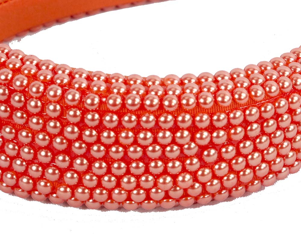 Orange pearl fascinator headband by Cupids Millinery