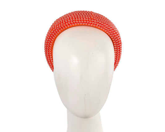 Orange pearl fascinator headband by Cupids Millinery