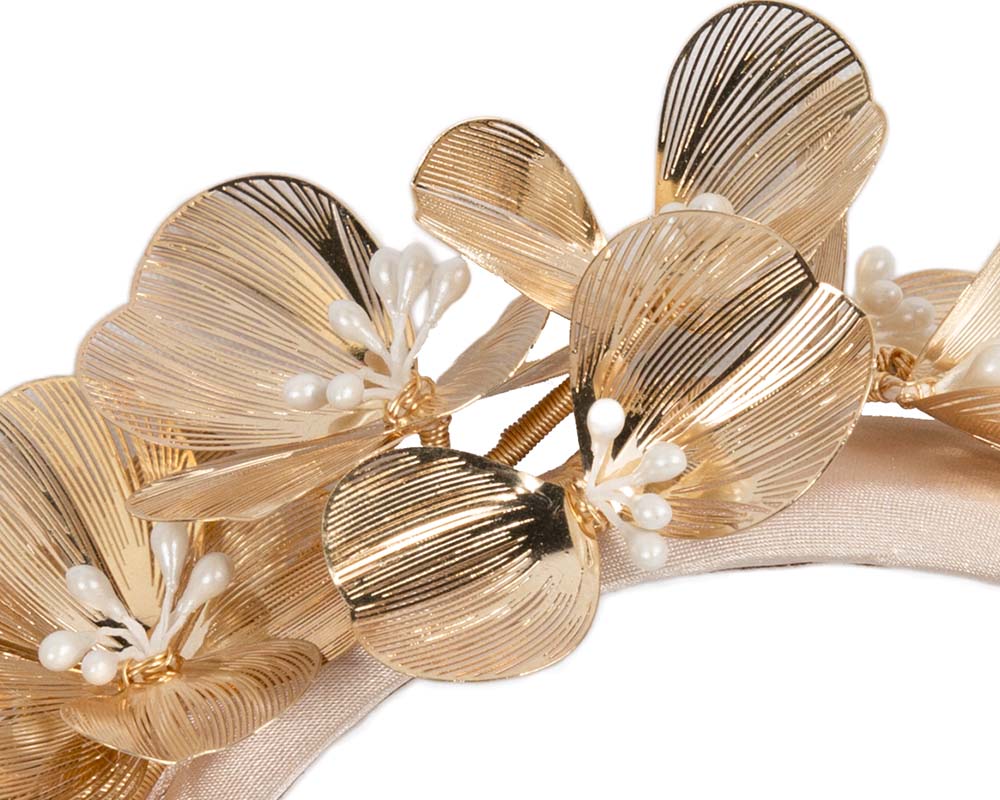 Exclusive gold headband fascinator by Cupids Millinery CU553-2