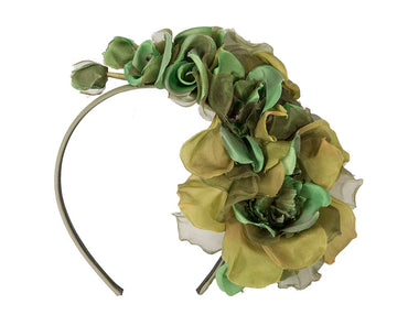 Green flower headband fascinator by Cupids Millinery