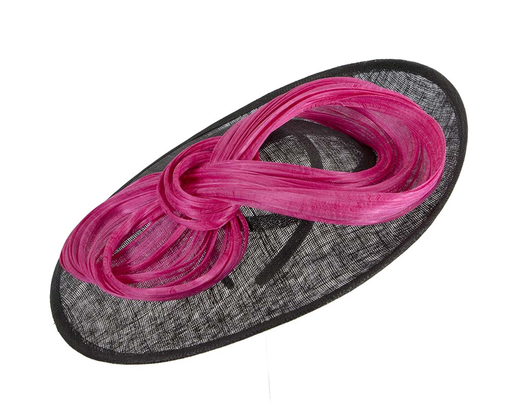Large black and fuchsia fascinator by Cupids Millinery