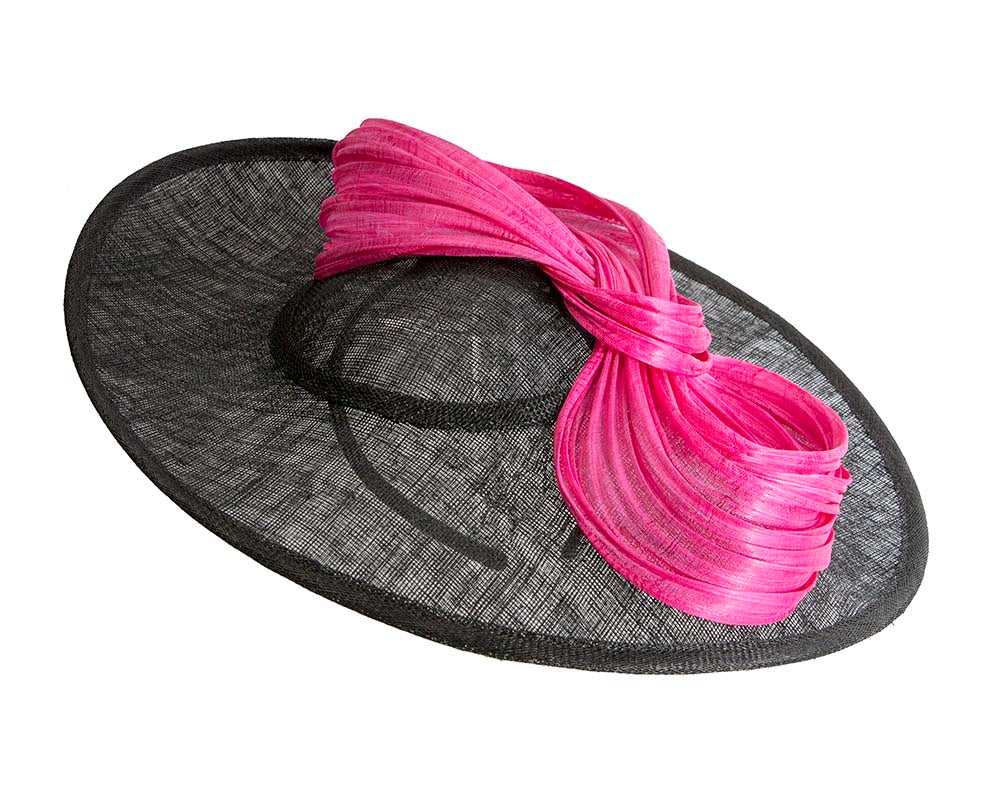 Large black and fuchsia fascinator by Cupids Millinery