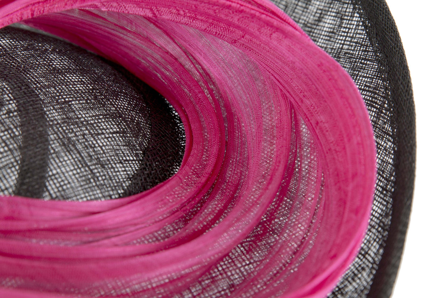Large black and fuchsia fascinator by Cupids Millinery