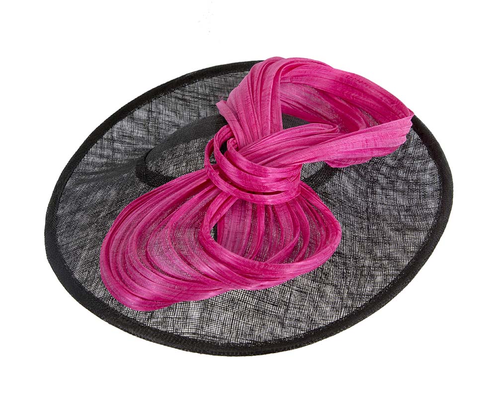 Large black and fuchsia fascinator by Cupids Millinery