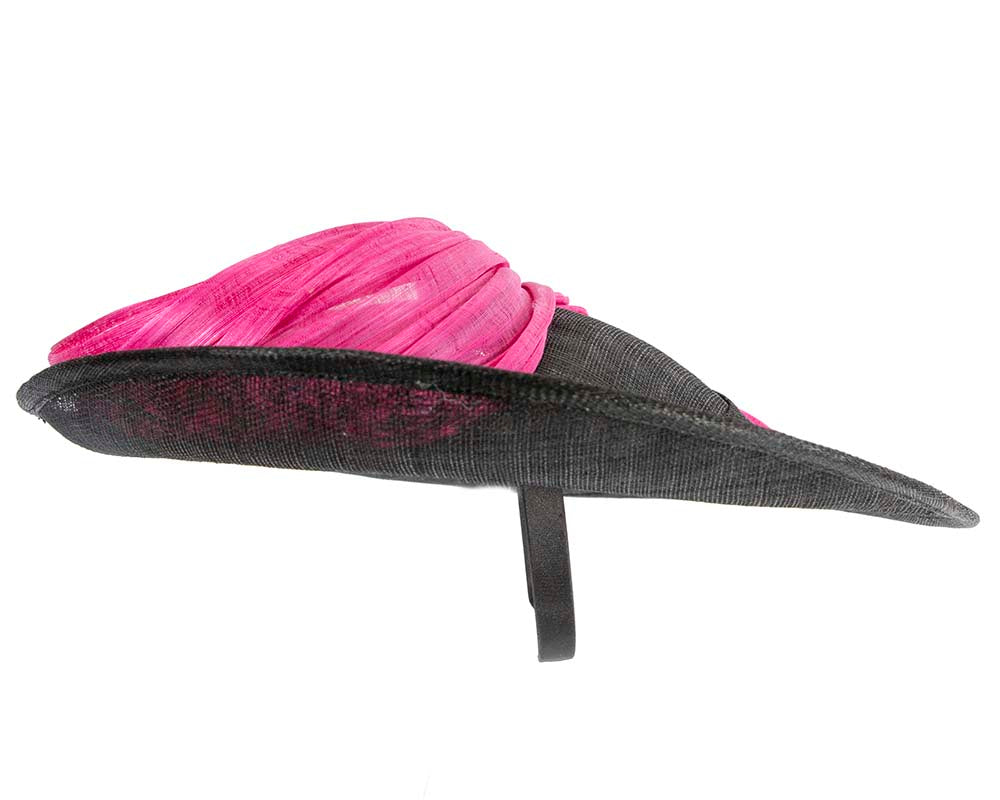 Large black and fuchsia fascinator by Cupids Millinery