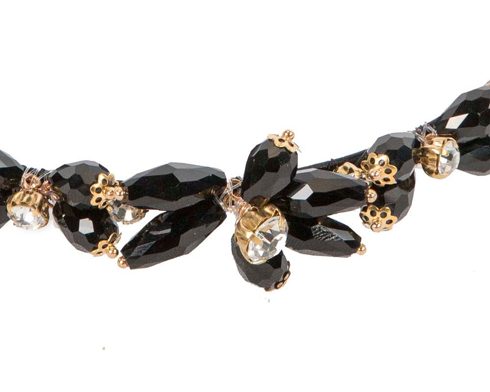 Petite black crystal headband fascinator CU575-2