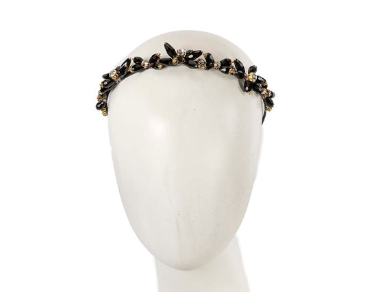Petite black crystal headband fascinator CU575-0