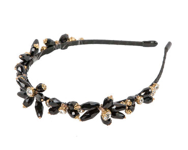 Petite black crystal headband fascinator CU575-1