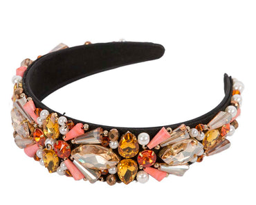 Coral crystal headband by Cupids Millinery