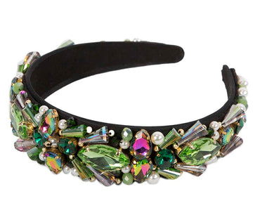 Green crystal headband by Cupids Millinery CU579
