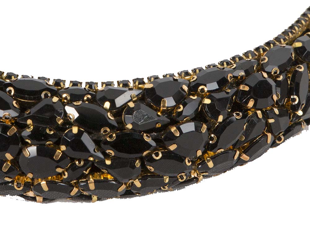 Black crystal headband by Cupids Millinery CU580-2