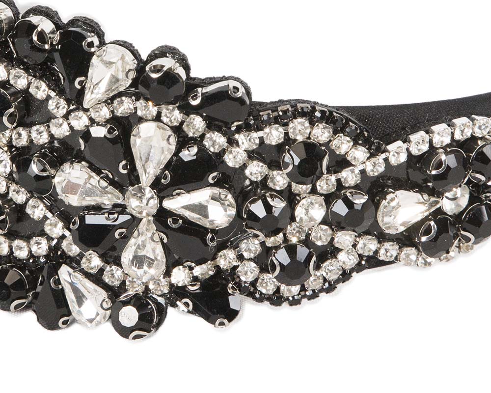Black and white crystal headband by Cupids Millinery CU584-2