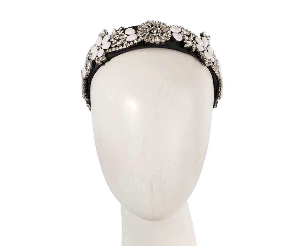 Black & white crystal headband by Cupids Millinery CU587-0