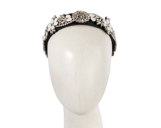 Black & white crystal headband by Cupids Millinery CU587-0