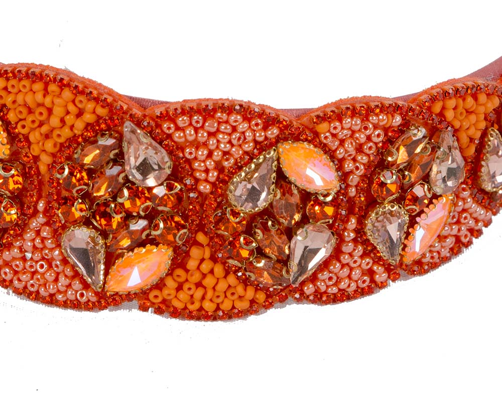 Orange crystal headband by Cupids Millinery-2
