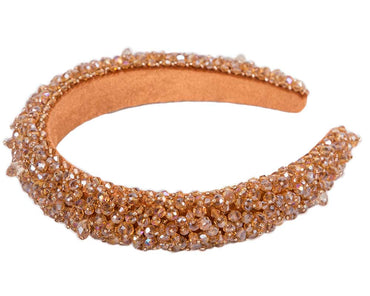 Orange gold crystal headband by Cupids Millinery