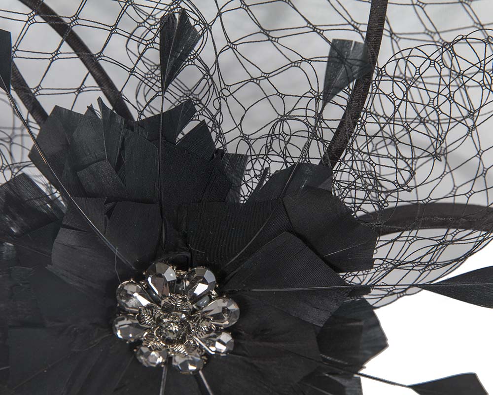 Black flower fascinator by Max Alexander