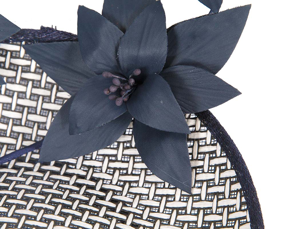 Bespoke navy and white fascinator