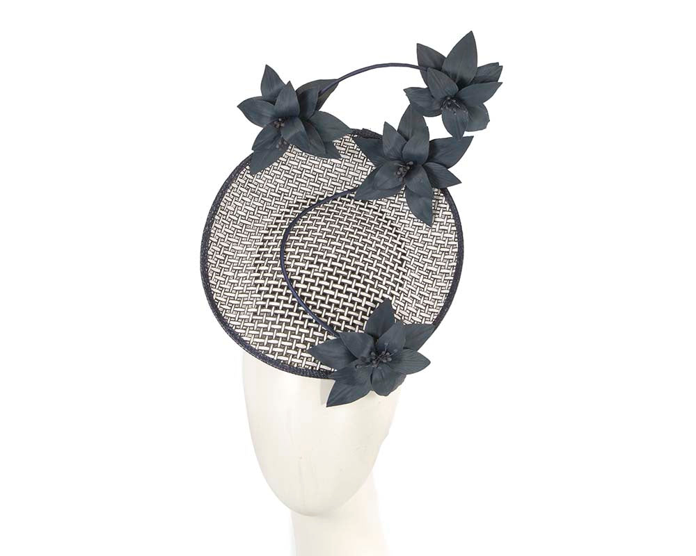 Bespoke navy and white fascinator