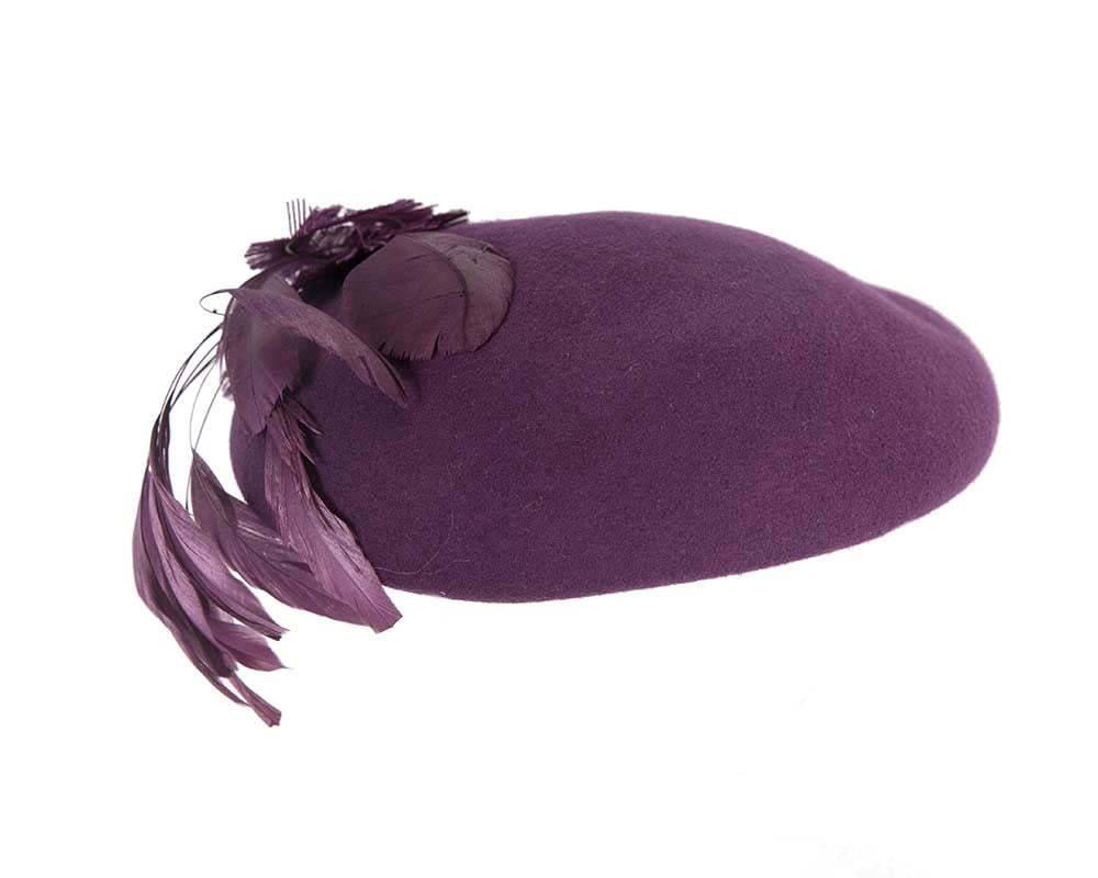 Purple winter felt beret