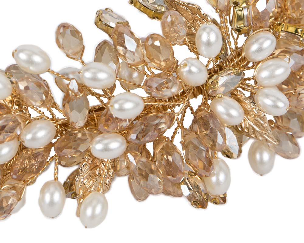 Gold crystal covered headband-2
