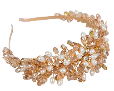 Gold crystal covered headband-1