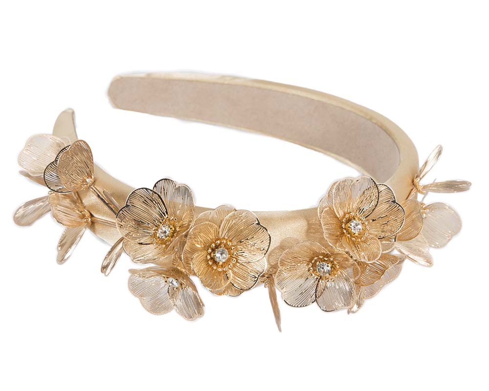 Fashion gold fascinator headband by Cupids Millinery