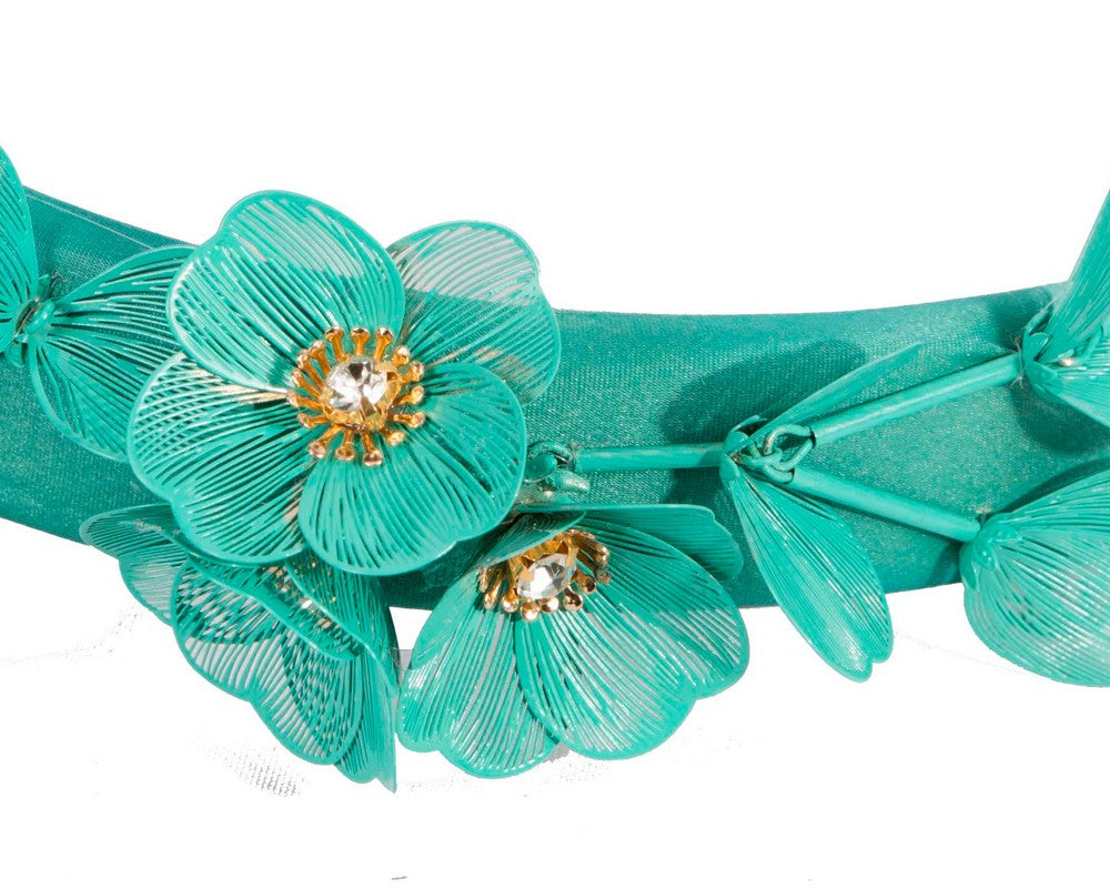 Fashion teal fascinator headband by Cupids Millinery