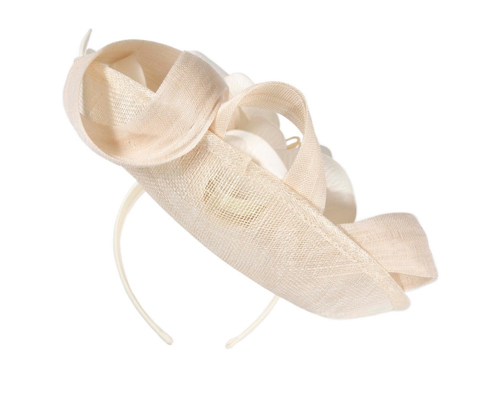 Large ivory cream fascinator with orchid flowers