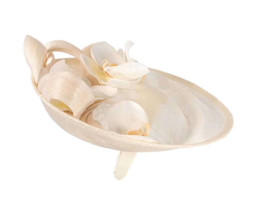 Large ivory cream fascinator with orchid flowers