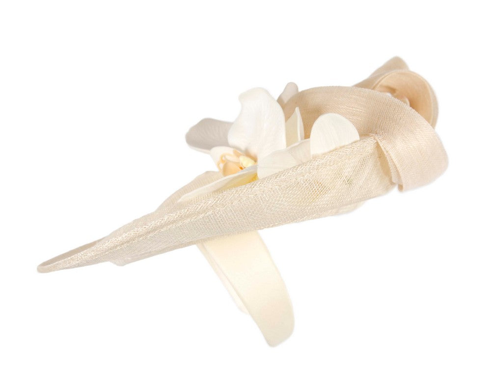 Large ivory cream fascinator with orchid flowers