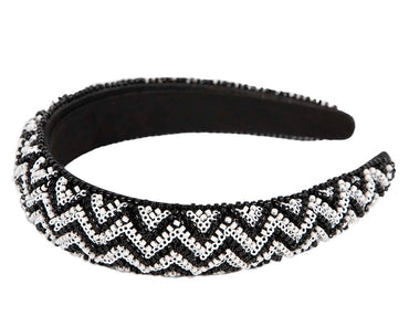 Shiny white and black headband