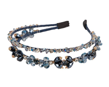 Thin and shiny blue fascinator headband