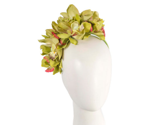 Hand made exclusive lime green fascinator headband