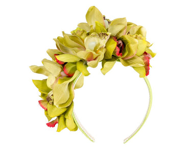Hand made exclusive lime green fascinator headband