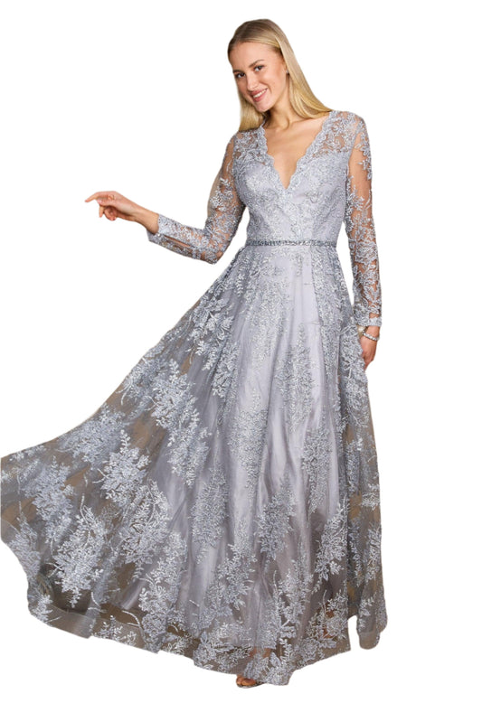 Dylan and Davids Full-Length Sleeve Formal Evening Gown Dress-0