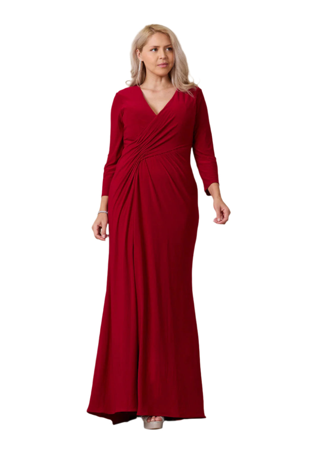 Dylan and Davids Full-Length Formal Gown Stretch Evening 3/4 Sleeve Dress-3