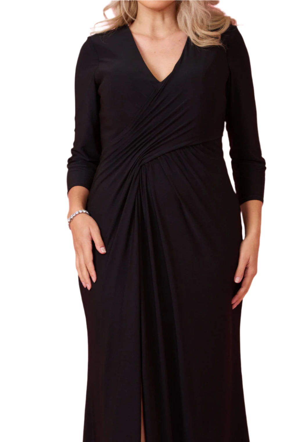 Dylan and Davids Full-Length Formal Gown Stretch Evening 3/4 Sleeve Dress-2
