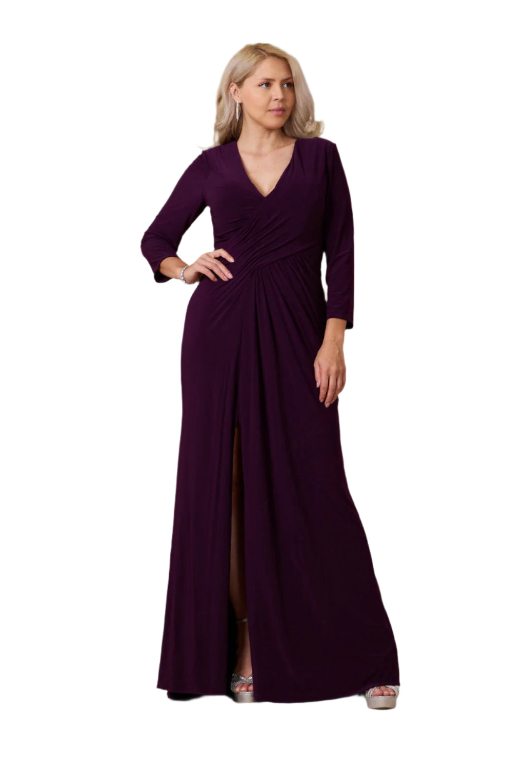 Dylan and Davids Full-Length Formal Gown Stretch Evening 3/4 Sleeve Dress-6