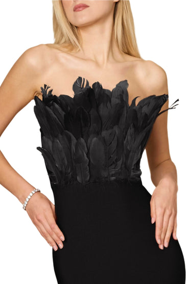 Dylan and Davids Bodycon Bandage Short-Length Feather Formal Dress-1